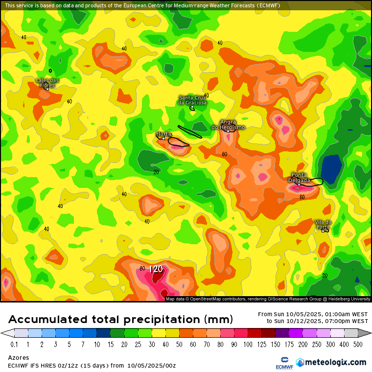 Bloqueio em ómega pode marcar a meteorologia esta semana - Portugal com variações térmicas, Espanha com uma tempestade - saiba como estará o tempo esta semana, 6 a 12 de outubro de 2025 Chuva significativa prevista para os Açores nesta semana