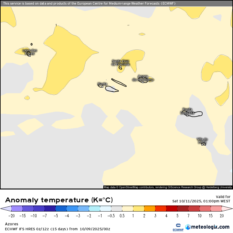 Tempo de "Verão", com trovoadas, antes de uma mudança para o outono a sério? - Aproveite aquele que pode ser o último fim-de-semana de calor do ano - Previsão 11 e 12 de outubro de 2025 Temperaturas acima da média nos Açores neste sábado, 11 de outubro