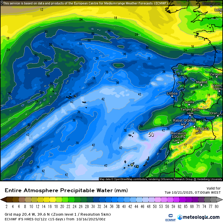 Rio Atmosférico deve afetar Portugal na próxima semana (19-26 de outubro) - saiba o que é este fenómeno, e as previsões! Rio Atmosférico - previsão para a semana 19-26 de outubro de 2025