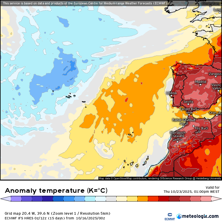 Rio Atmosférico deve afetar Portugal na próxima semana (19-26 de outubro) - saiba o que é este fenómeno, e as previsões! Temperaturas acima da média, devido ao fluxo húmido, subtropical, previsto - quinta, 23 de outubro