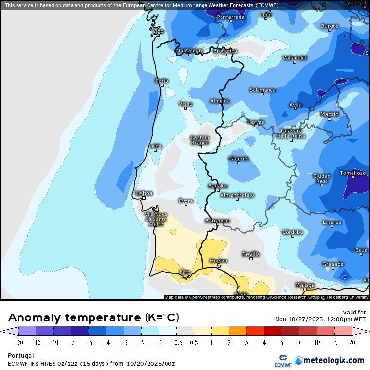Temperaturas altas continuam em Portugal nos próximos dias - anomalias superiores a 5ºC - É normal? E quando pode chegar o frio? Temperaturas dentro\ligeiramente abaixo da média a partir do fim-de-semana 25-26 de outubro, mas com possível subida, novamente, depois...