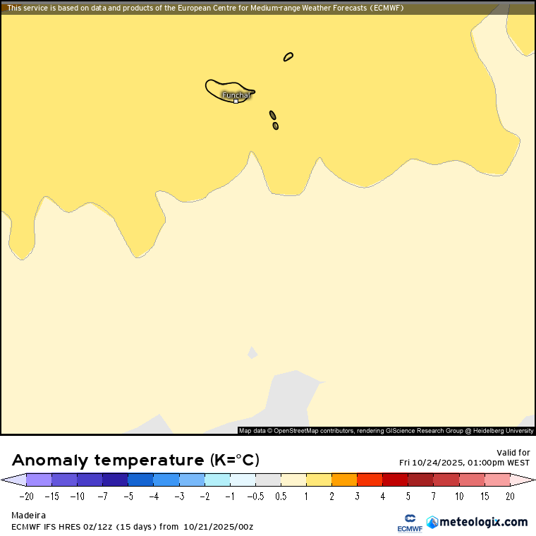 Mau tempo: Depressões e ligação "direta" ao Atlântico tropical podem gerar chuva forte e vento nos próximos dias - muita humidade e tempo muito cinzento entre quarta e sexta, 22 a 24 de outubro de 2025 As temperaturas continuam acima da média nesta quinta-feira na Madeira!