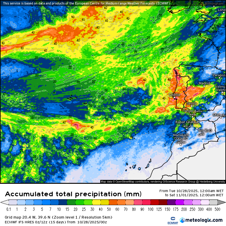 Chuva em Portugal entre quarta e sexta-feira, 29 a 31 de outubro