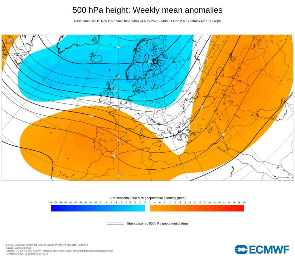 Mudança drástica do tempo, com ar frio polar que traz temperaturas até 5 graus negativos, mas o caminho para a chuva pode abrir rapidamente - saiba a previsão do tempo esta semana, 17 a 23 de novembro de 2025 O modelo ECMWF mostra precipitação abaixo da média na última semana de novembro - contudo é um cenário a confirmar!