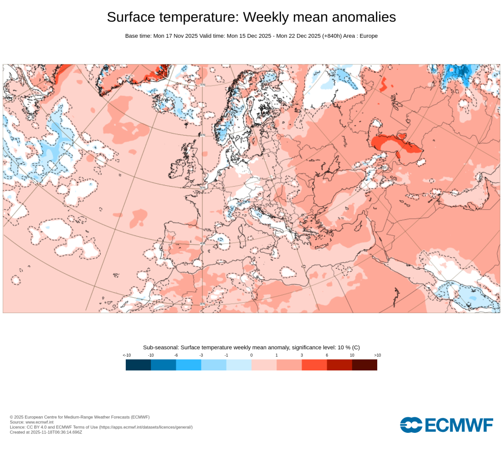 O sinal para frio é claramente menos verificável nos modelos meteorológicos