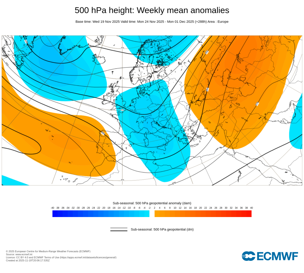 Estabilidade em Portugal (Continental e Ilhas) no fim de novembro? Assim parece pela previsão ECMWF! Não há previsão de nenhuma tempestade em Portugal