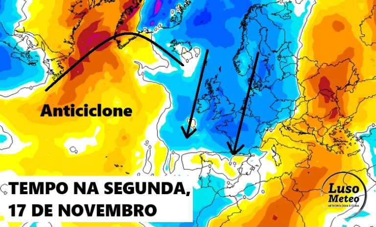 Sol regressa a metade do país, enquanto a chuva e trovoada se mantêm na outra metade - Claudia finalmente abandona Portugal - Tempo na segunda, 17 de novembro 2025