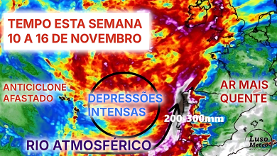 Tempo esta semana - Massa de ar quente na Península Ibérica, seguido por mudança repentina e um rio atmosférico notável! - Saiba tudo com a nossa previsão completa de 10 a 16 de novembro de 2025