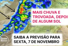 Depois de algum sol, o tempo na sexta-feira traz de volta as trovoadas, chuva e vento - mais uma depressão faz prosseguir o outono instável - previsão para 7 de novembro Depois de algum sol, o tempo na sexta-feira traz de volta as trovoadas, chuva e vento - mais uma depressão faz prosseguir o outono instável - previsão para 7 de novembro