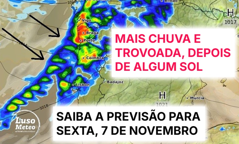 Depois de algum sol, o tempo na sexta-feira traz de volta as trovoadas, chuva e vento - mais uma depressão faz prosseguir o outono instável - previsão para 7 de novembro Depois de algum sol, o tempo na sexta-feira traz de volta as trovoadas, chuva e vento - mais uma depressão faz prosseguir o outono instável - previsão para 7 de novembro