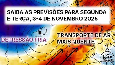 Semana começa com muito sol e temperaturas até 25ºC, mas uma nova depressão ameaça trazer mau tempo rapidamente - saiba a previsão do tempo na segunda e terça, 3 e 4 de novembro 2025