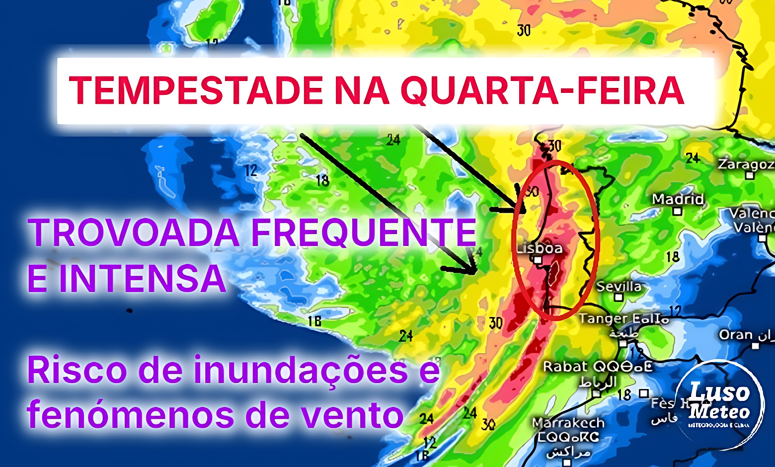 Forte tempestade na quarta-feira, com trovoadas como não vemos há muito, e risco de inundações e fenómenos extremos - saiba o que esperar em cada região