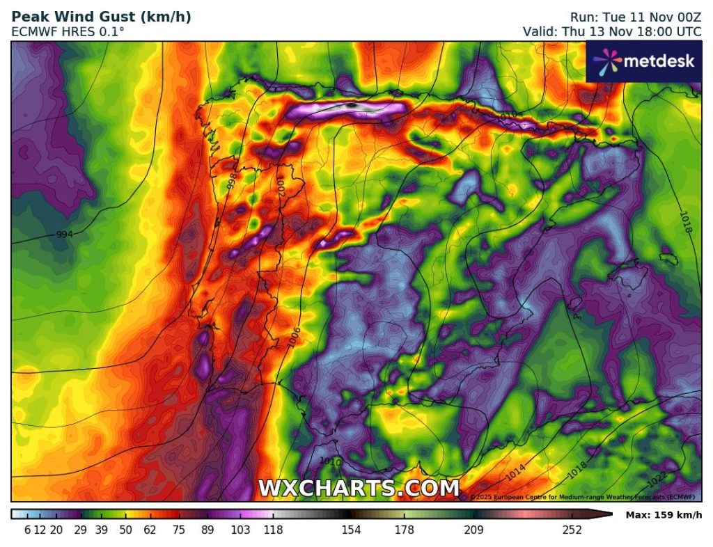 Atenção às fortes rajadas de vento na quinta-feira -acima de 100km/h - efeitos mais significativos da tempestade Claudia