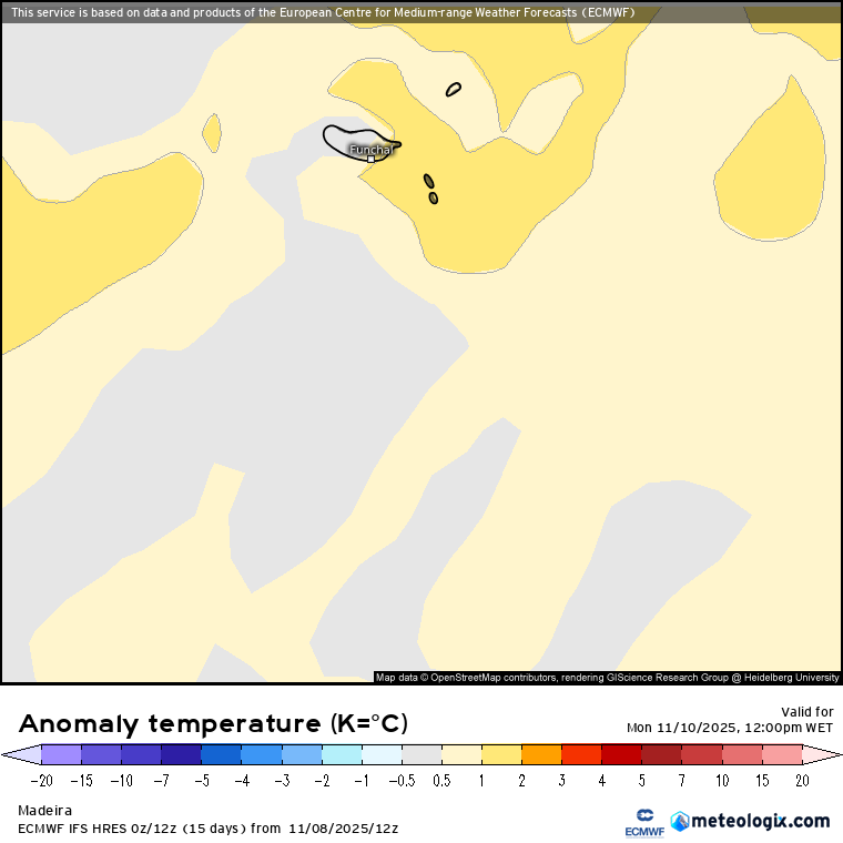 Tempo na segunda-feira será "tropical", húmido e com temperaturas acima da média (e chuva, com aproximação de uma depressão)- saiba como estará na sua região! Temperaturas dentro, ou acima, da média no arquipélago da Madeira na segunda-feira