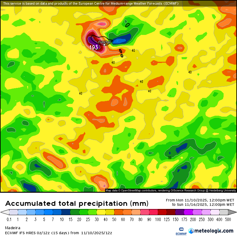 Precipitação significativa na Madeira esta semana - finalmente...