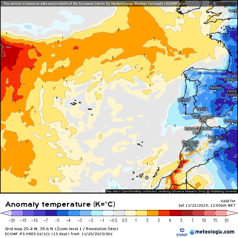 A chuva está de regresso e traz subida das temperaturas - mudança de tempo no fim-de-semana 22-23 de novembro - saiba como estará na sua região! Temperaturas praticamente na média nas Ilhas neste sábado