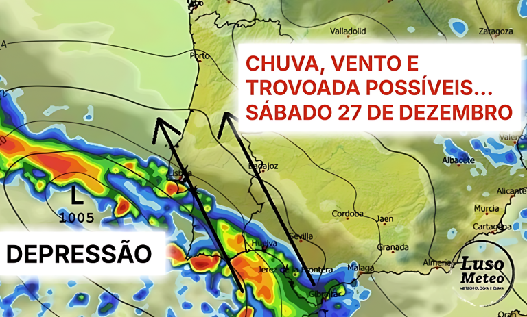 Depressão perto de Lisboa traz chuva, vento e trovoada a algumas regiões, novamente - saiba como estará o tempo no sábado, 27 de dezembro