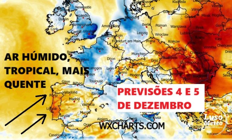 Adeus frio! Subida das temperaturas nos próximos dias, com muita humidade do Atlântico – saiba como estará o tempo na quinta e sexta – 4 e 5 de dezembro Adeus frio! Subida das temperaturas nos próximos dias, com muita humidade do Atlântico - saiba como estará o tempo na quinta e sexta - 4 e 5 de dezembro