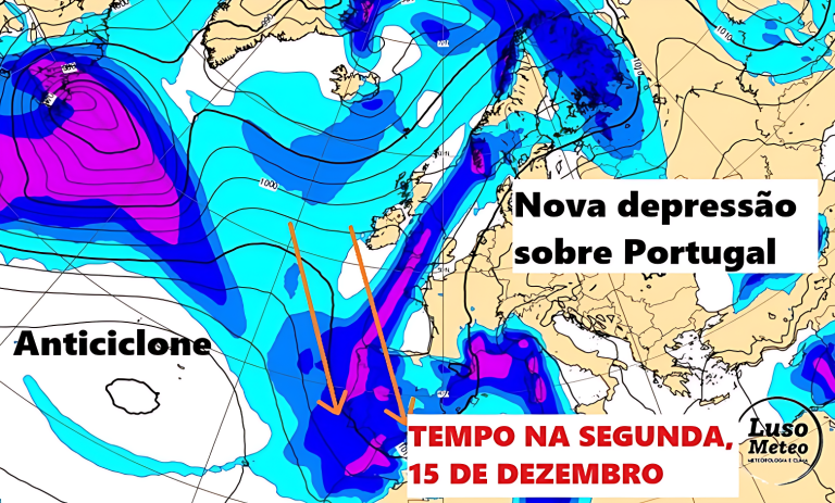 Chuva, vento e frio regressam a todo o país - sol é de pouca dura, há uma nova depressão em aproximação - previsão do tempo na segunda, 15 de dezembro de 2025