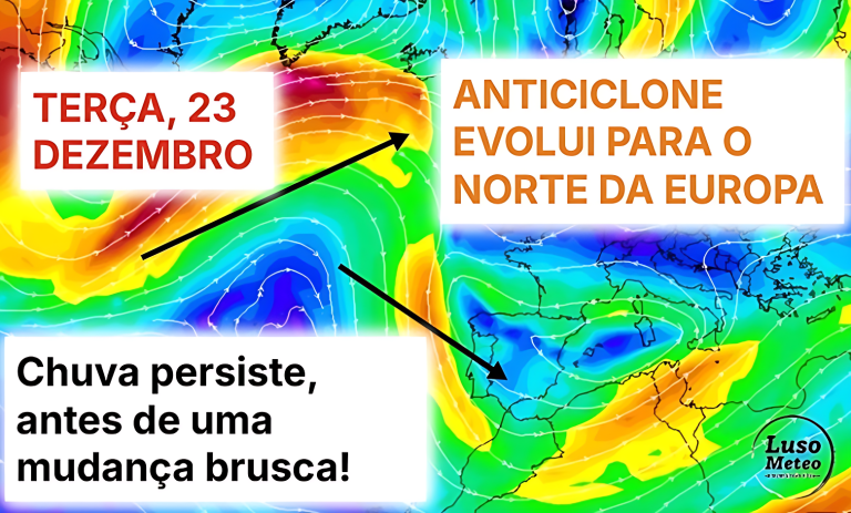 Subida de temperatura, e mais chuva - a mudança drástica de regime atmosférico virá depois - esta é a previsão do tempo na terça, 23 de dezembro