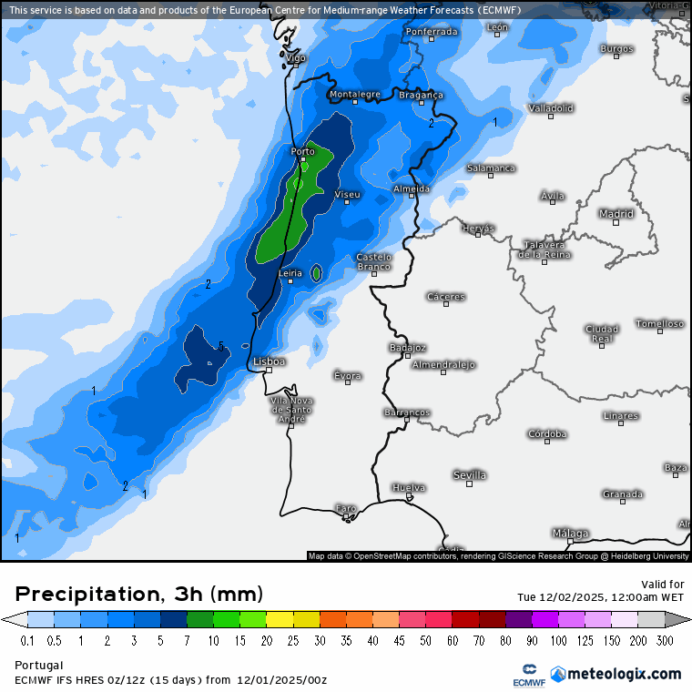 Primeiro grande nevão em dezembro - podem acumular-se mais de 10cm em algumas montanhas nesta terça - saiba onde vai nevar, e o que esperar depois! Evolução da precipitação prevista - chuva, seguida de aguaceiros, com o frio a aumentar progressivamente