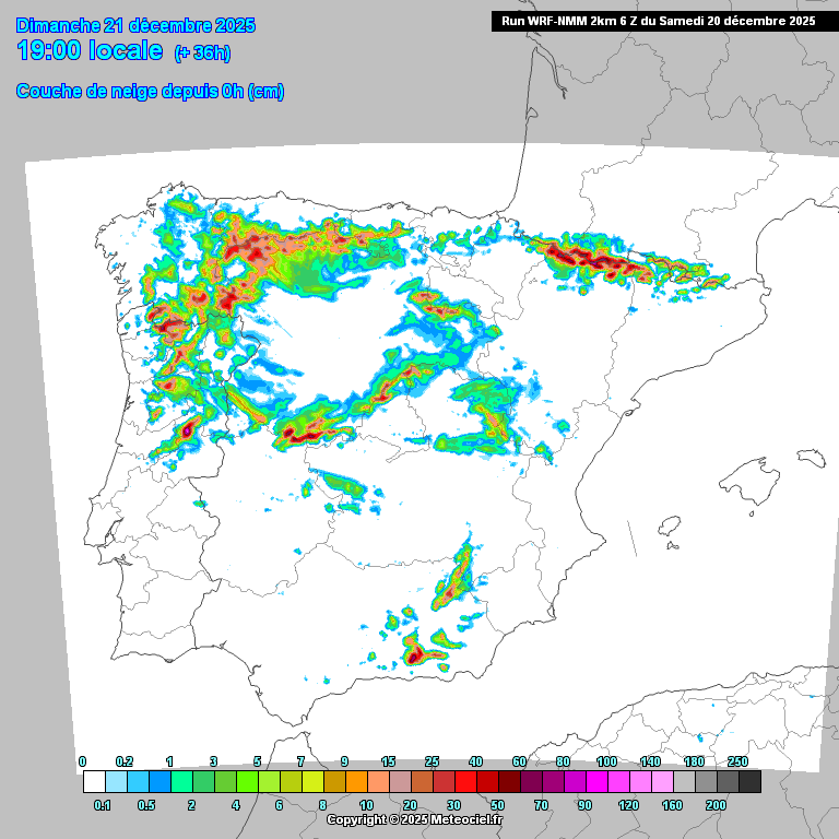 Acumulação de neve impressionante - modelo WRF, até final da tarde de domingo!