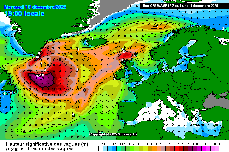 Agitação marítima significativa em quase todo o Atlântico - previsão GFS WAVE