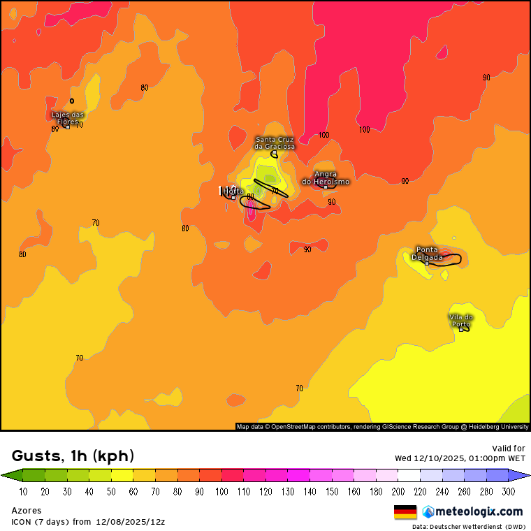 Rajadas fortes nos Açores na quarta-feira - 80\100km/h