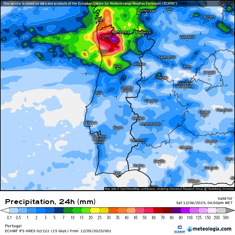 Depressão Davide com efeitos em Portugal no fim-de-semana, trazendo um fluxo húmido e tropical - tempo anormalmente ameno! - saiba detalhes da previsão! Quase 100l\m2 no Norte do país neste sábado, apenas chuva fraca no restante território - previsão ECMWF