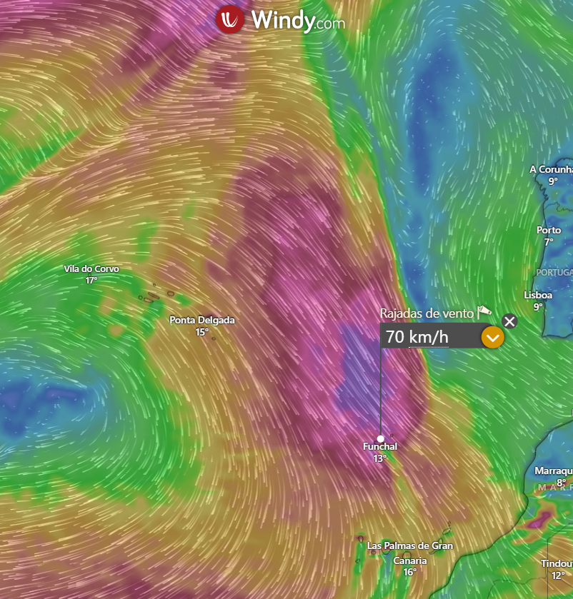 Depressão fria, de origem polar irá afetar Portugal - mais chuva, instabilidade e neve previstos - previsão do tempo na sexta e sábado, 16-17 de janeiro de 2026 Vento forte na Madeira no sábado, 17 de janeiro