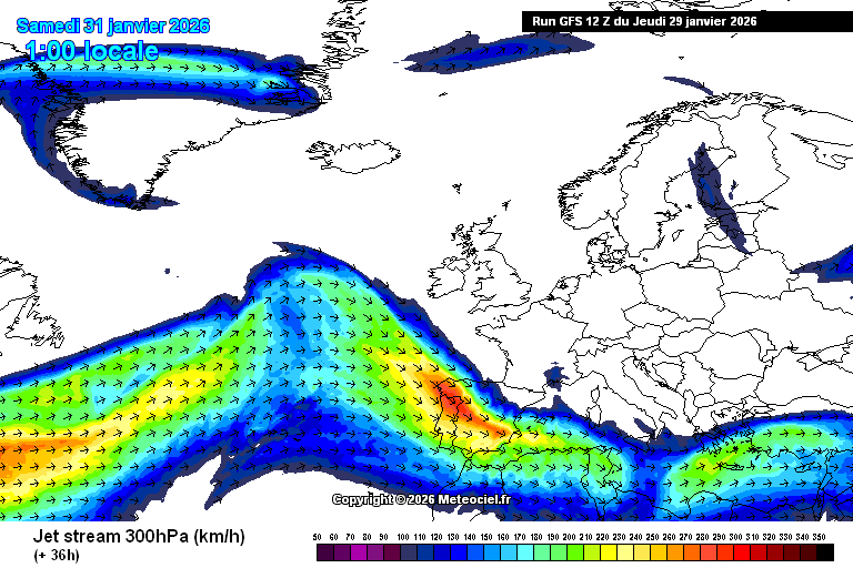"Jetstream" muito intenso e afastamento do anticiclone continuam a provocar situações de mau tempo em Portugal - conheça a previsão do tempo no fim-de-semana, 31 de janeiro e 1 de fevereiro Tempo no fim-de-semana - infensificação da corrente de jato, e evolução do mesmo para latitudes mais baixas