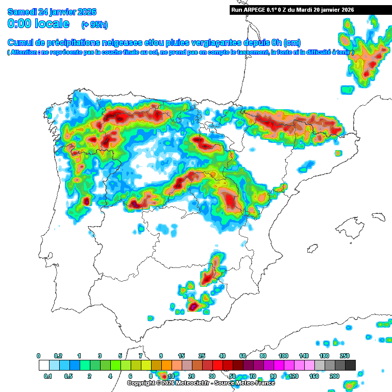 Acumulação de neve pelo modelo ARPEGE-HD