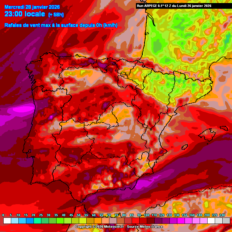 Forte ciclone afeta Portugal - risco de vento superior a 140km/h na pior tempestade de vento deste inverno - saiba a previsão do tempo na quarta, 28 de janeiro de 2026 Área Metropolitana do Porto\Aveiro com situação muito complicada na última atualização dos modelos - a confirmar... (Vento extremo)