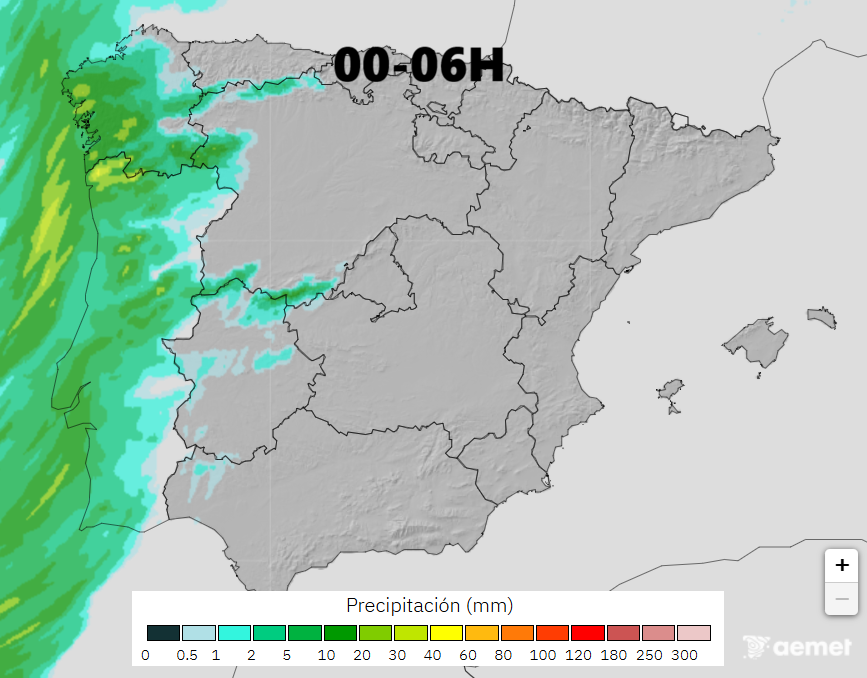 Madrugada será de condições atmosféricas adversas em boa parte do país - como será, depois, o tempo na terça, 13 de janeiro? Saiba a nossa previsão completa! Chuva total durante a madrugada, segundo HARMONIE-AEMET, mostra pontos de 30-40l\m2 em 6 horas, compatíveis com possibilidade de inundações