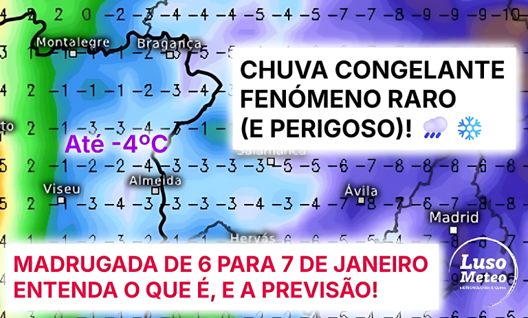 Chuva congelante, fenómeno raro (e perigoso!) pode ocorrer na próxima madrugada - entenda o que é, e o que está previsto (7 de janeiro de 2026)