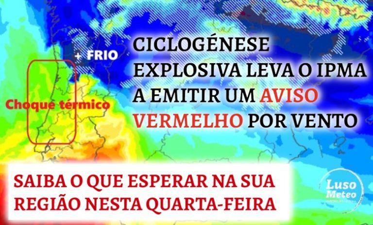 Tempestade Kristin - Ciclogénese explosiva leva IPMA a emitir um raro aviso vermelho de vento extremo- além de trazer um nevão ao Norte do país - saiba as regiões mais afetadas nesta quarta-feira