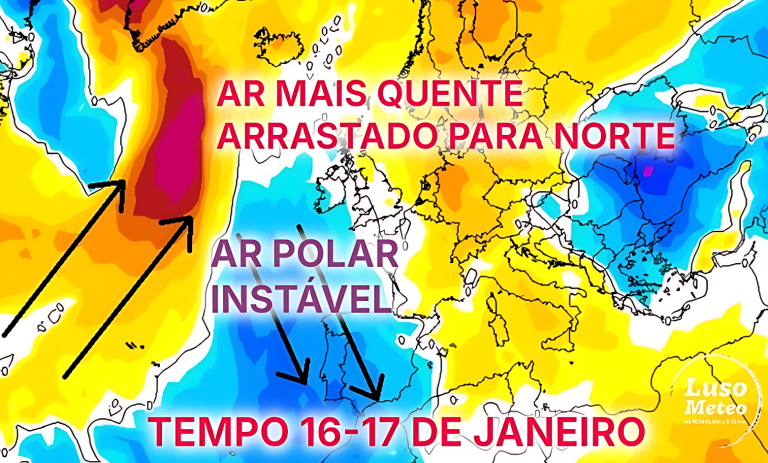 Depressão fria, de origem polar irá afetar Portugal – mais chuva, instabilidade e neve previstos – previsão do tempo na sexta e sábado, 16-17 de janeiro de 2026 Depressão fria, de origem polar irá afetar Portugal - mais chuva, instabilidade e neve previstos - previsão do tempo na sexta e sábado, 16-17 de janeiro de 2026
