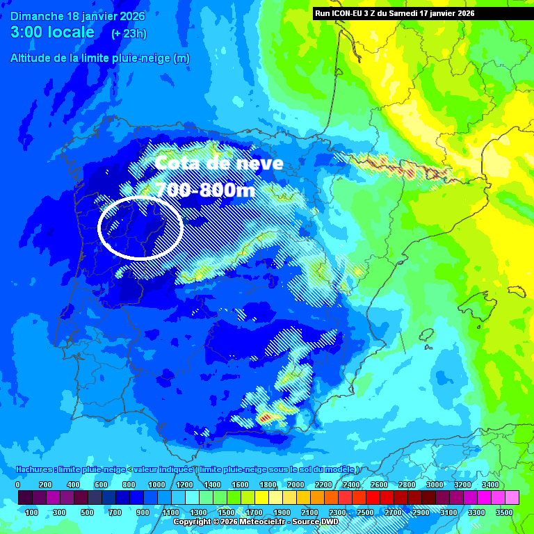 Vive no Interior Norte? Haverá neve a cotas baixas na madrugada de domingo! Vive no resto do território? O inverno ainda tem muito para dar! O modelo ICON calcula a cota de neve nos 700-800 metros no Interior Norte. Contudo, como referido, é um cálculo extremamente difícil