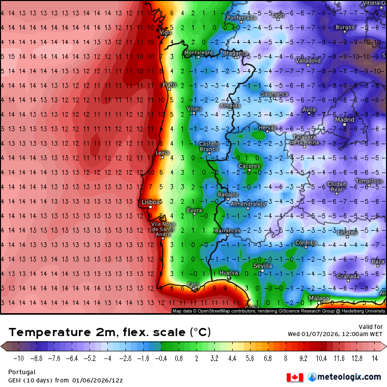 Temperaturas negativas no Interior, com precipitação em aproximação - neve ou chuva congelante?
