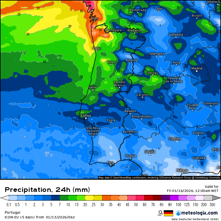 Depressão complexa e afastamento do anticiclone - a receita para mais instabilidade, chuva forte e mais frio - saiba as regiões mais afetadas - previsão do tempo na quinta, 15 de janeiro de 2026 Chuva total prevista pelo modelo alemão DWD - ICON para esta quinta-feira