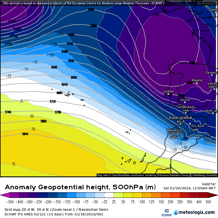 Temporais Atlânticos, anomalia térmica, e um forte nevão devem marcar o tempo esta semana, 19 a 25 de janeiro de 2026 - se está farto de frio e chuva, temos más notícias... Depressões significativas no Atlântico e Europa Ocidental, alta pressão mais influente sobre os arquipélagos - a confirmar