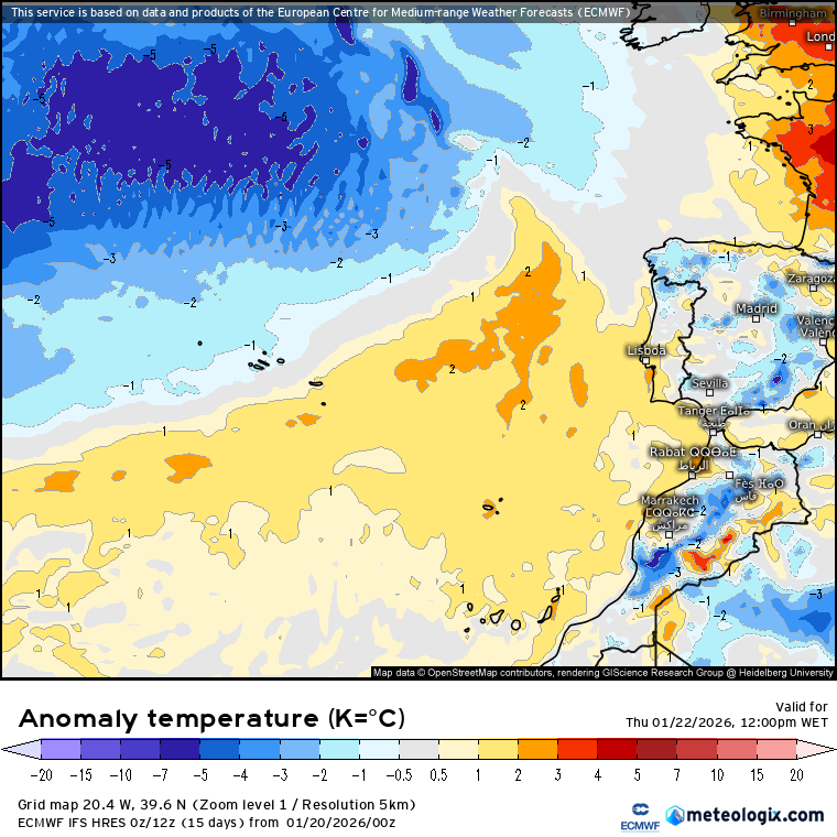 Ar mais frio em aproximação aos Açores na quinta-feira - descem as temperatura para a tarde. Ameno na Madeira