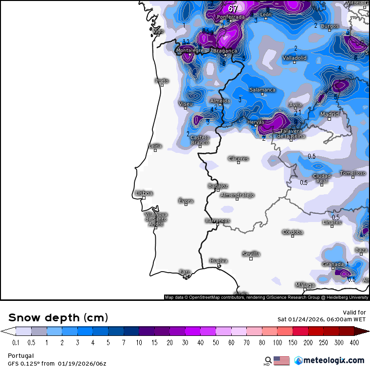 Depressão marca o tempo na quarta, 21 de janeiro em Portugal, mas as temperaturas sobem bastante - saiba as regiões onde vai haver mais chuva e vento - previsão meteorológica completa Grande nevão previsto no final da semana - fique atento às atualizações!