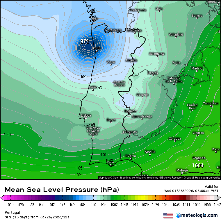 Forte ciclone afeta Portugal - risco de vento superior a 140km/h na pior tempestade de vento deste inverno - saiba a previsão do tempo na quarta, 28 de janeiro de 2026 Ciclone responsável por um forte temporal nesta quarta-feira - madrugada de tempestade!