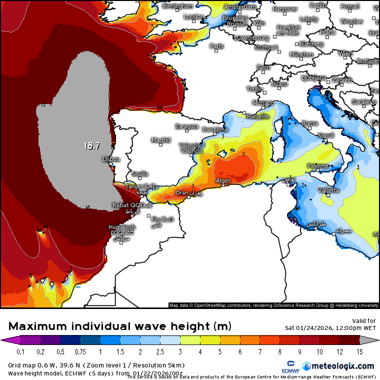 Ondulação muito significativa em Portugal - ondas superiores a 15 metros na Costa Ocidental no sábado