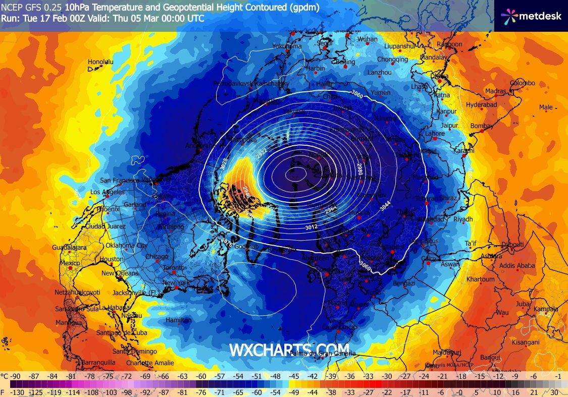 Cheias podem voltar a agravar com o Atlântico a ficar mais ativo e a chuva a continuar - o anticiclone deve ser de pouca dura - atualização das previsões O vórtice polar parece organizar-se mais "centrado" e não tanto sobre o Canadá\Gronelândia - mas previsões a esta distância têm pouca fiabilidade!
