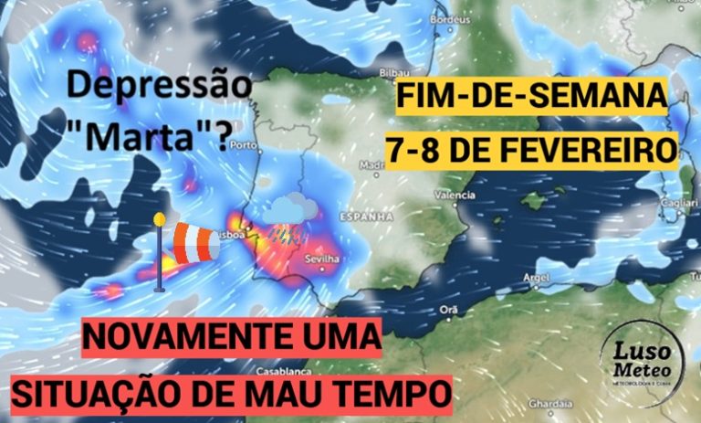 Nova tempestade no sábado (Marta?), com um forte sistema frontal, e uma (pequena) trégua no domingo de eleições - saiba a previsão do tempo no fim-de-semana 7-8 de fevereiro