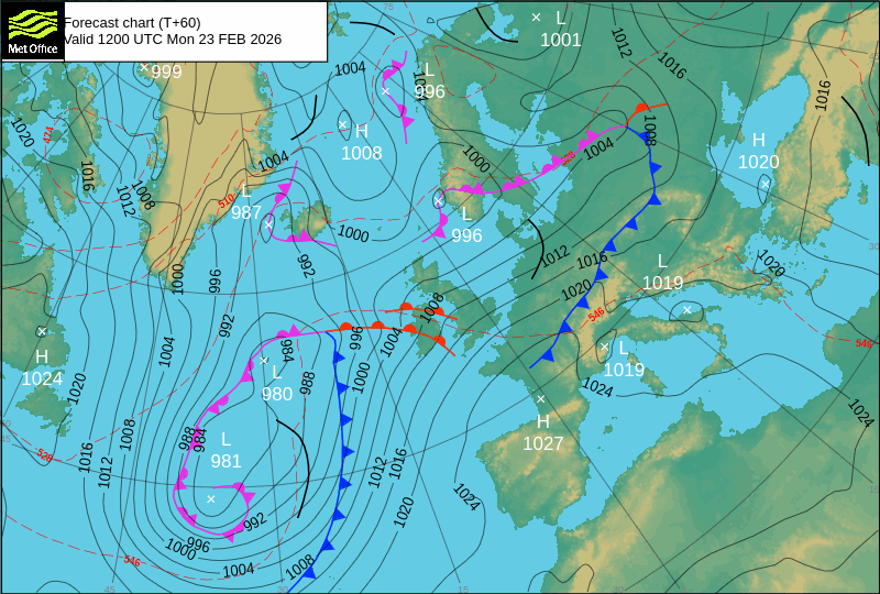 Forte depressão afetará os Açores no início da semana, com vento forte e ondas até 20 metros - em Portugal Continental deve trazer "chuva de lama" - saiba a previsão! Depressão deve afetar os Açores entre domingo e segunda-feira - previsão frontal MetOffice
