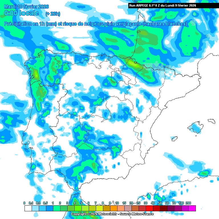 Depressão Nils traz chuva muito intensa a Portugal, e aumento dos riscos hidrogeomorfológicos - saiba como estará o tempo na segunda e terça (10-11 de fevereiro) Evolução da precipitação prevista, hora a hora