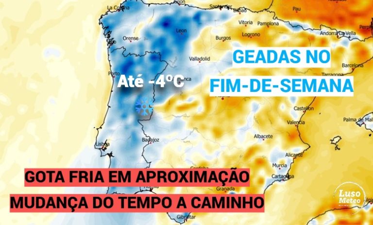 Mudança no tempo - gelo e geadas previstos, com vento, "gota fria" em aproximação - saiba as previsões do tempo no fim-de-semana 28 de fevereiro e 1 de março!